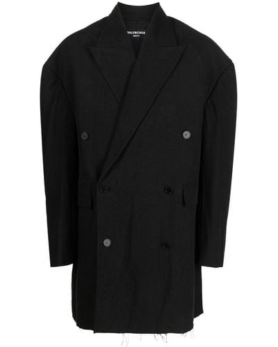 Balenciaga Oversized Double-breasted Coat - Black