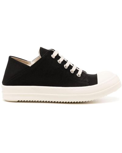 Rick Owens Contrasting-toe Cotton Sneakers - Black