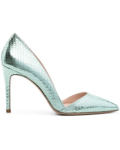 P.A.R.O.S.H. Snakeskin-effect Leather Court Shoes - Green