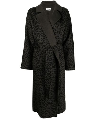 P.A.R.O.S.H. Cappotto Leopard-print Belted Coat - Black