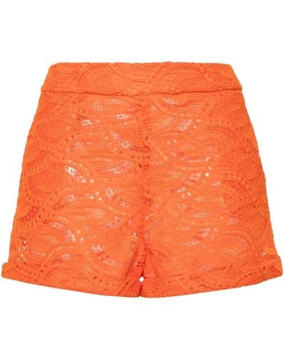 Ermanno Scervino Open-knit Mini Shorts - Orange
