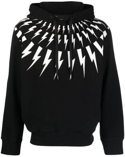 Neil Barrett Thunderbolt Cotton Hoodie - Black