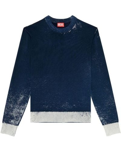 DIESEL Distressed-effect Sweater - Blue