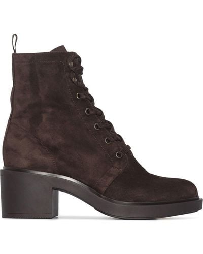 Gianvito Rossi Foster 45mm Suede Lace-up Boots - Brown