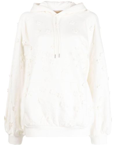 Elie Saab Embroidered-design Cotton Blend Hoodie - White