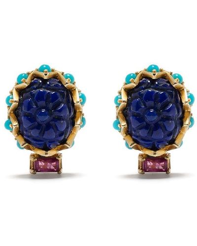 Akansha Sethi Lapis Lazuli Stud Earrings - Blue
