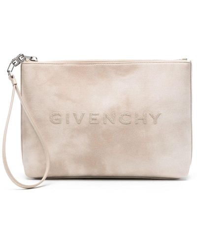 Givenchy Logo-print Canvas Clutch Bag - Natural
