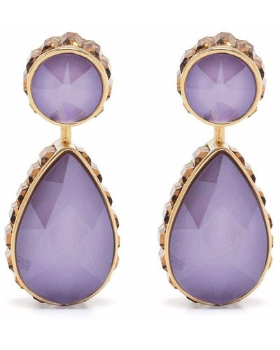 Swarovski Orbita Asymmetrical Drop Cut Crystal Earrings - Purple