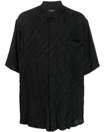Balenciaga Bb Monogram Minimal Short-sleeve Shirt - Black
