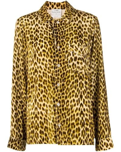 Forte Forte Leopard-print Velvet Shirt - Yellow