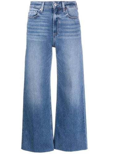 PAIGE Anessa Cropped Wide-leg Jeans - Blue