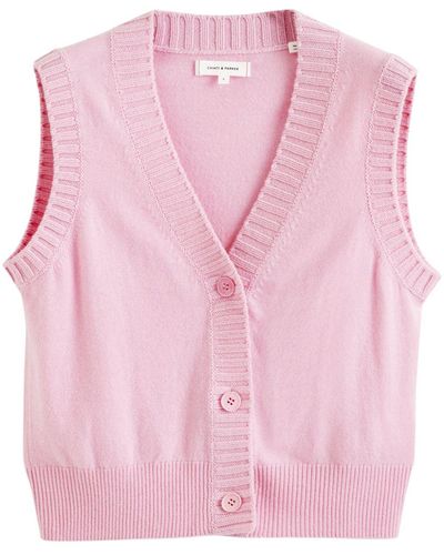 Chinti & Parker V-neck Knitted Waistcoat - Pink