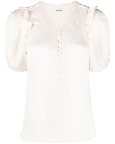Zadig & Voltaire Puff-sleeve Satin Top - White