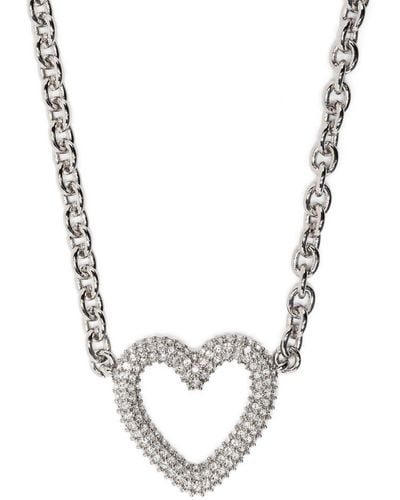 Mach & Mach Heart-shape Crystal-embellished Necklace - Metallic