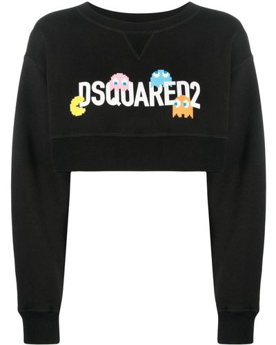 DSquared² Logo-print Cropped Sweartshirt - Black