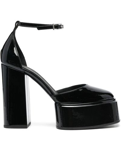 3Juin 115mm Platform Leather Court Shoes - Black