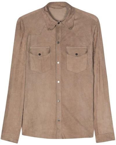 Salvatore Santoro Suede Leather Shirt Jacket - Brown