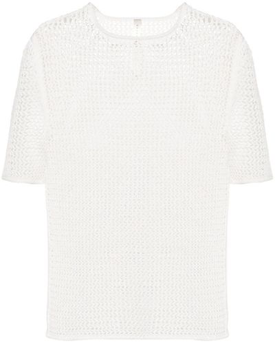 Lauren Manoogian Short-sleeved Open-knit Top - White