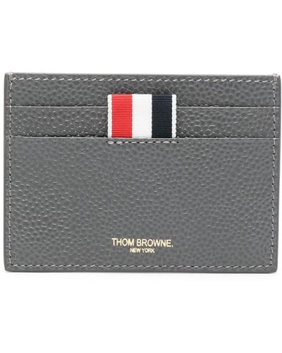 Thom Browne Grosgrain-tab Leather Cardholder - Grey