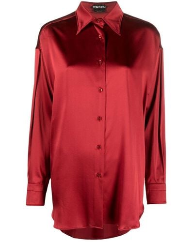 Tom Ford Hemd aus Seidenstretch - Rot