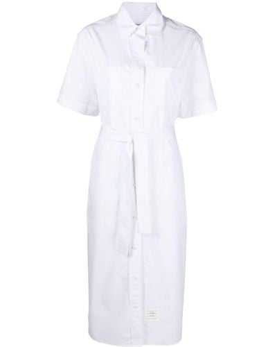 Thom Browne Cotton Midi Shirt Dress - White