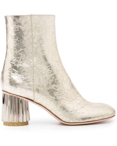 Agl Attilio Giusti Leombruni 75mm Metallic-cracked Ankle Boots - Natural