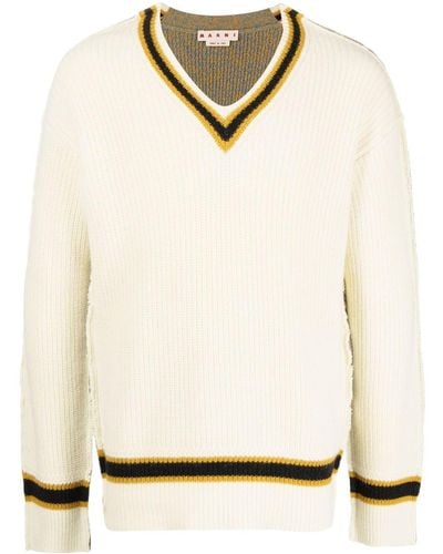 Marni V-neck Knitted Sweater - Natural