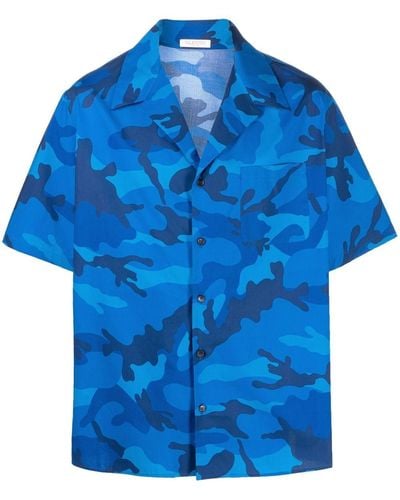 Valentino Garavani Chemise à imprimé camouflage - Bleu