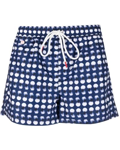 Kiton Badeshorts mit Polka Dots - Blau