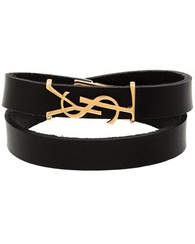 Saint Laurent Monogram Double-wrap Bracelet - Black