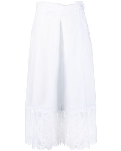 Twinset Pantalones capri con encaje floral - Blanco