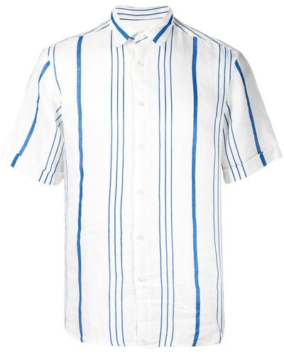 Peninsula Vertical Striped Turn-up Sleeve Shirt - Blue
