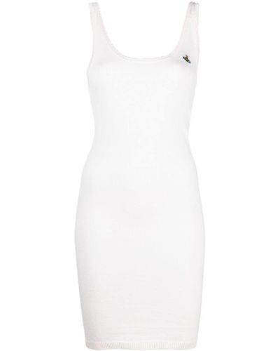 Vivienne Westwood Dolce Orb-embroidered Knitted Mini Dress - White