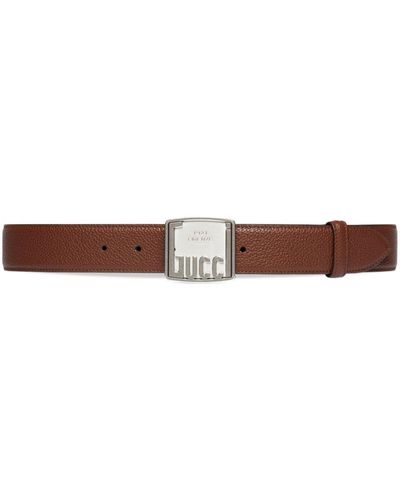 Gucci Gürtel mit Logo-Schild - Braun
