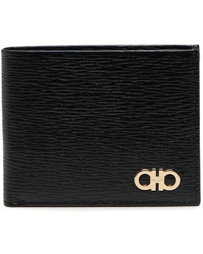 Ferragamo Gold-tone Logo Plaque Wallet - Black