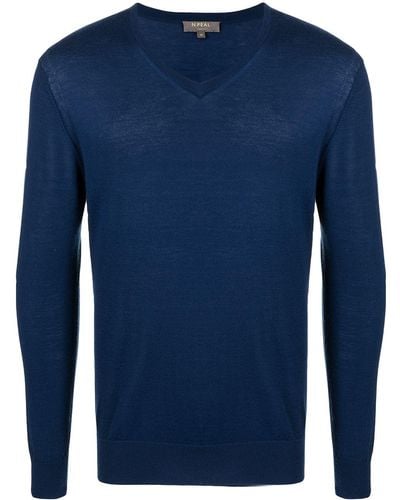 N.Peal Cashmere V-neck Cashmere Sweatshirt - Blue