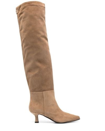 3Juin Bea Touch Suede Knee-high Boots - White