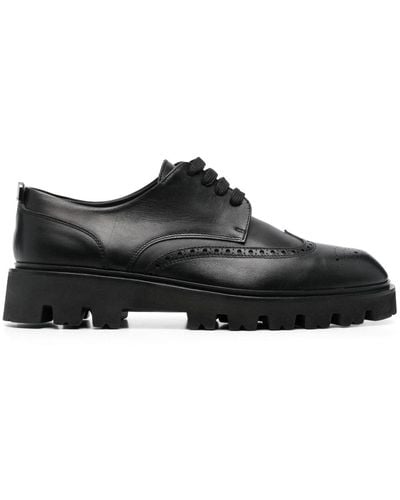 Sergio Rossi Chaussures oxford en cuir à détails de perforations - Noir