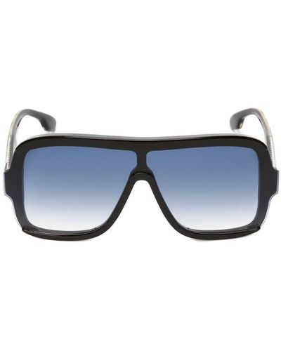 Victoria Beckham Chain-embellished Shield-frame Sunglasses - Blue
