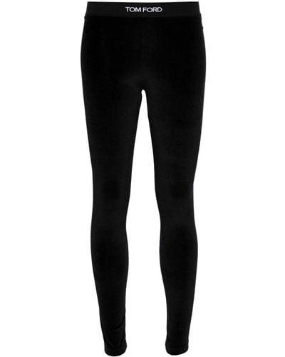 Tom Ford Logo Velvet leggings - Black