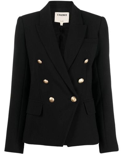 L'Agence Double-breasted Blazer - Black