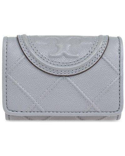 Tory Burch Double T-embossed Leather Wallet - Grey