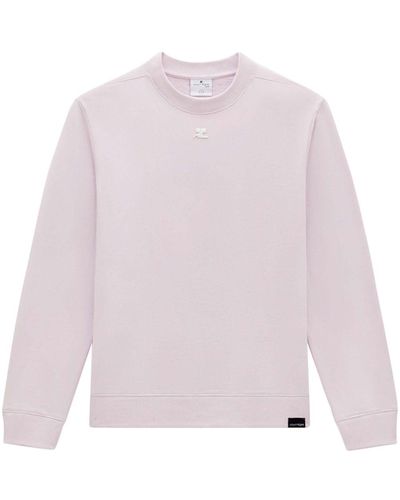 Courreges Logo-appliqué Cotton Sweatshirt - Pink