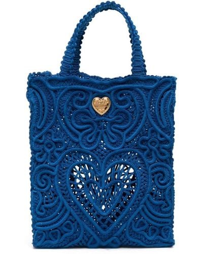 Dolce & Gabbana Mittelgroßer Beatrice Shopper aus Spitze - Blau