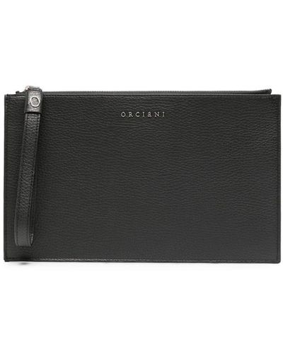 Orciani Logo-lettering Leather Clutch - Black