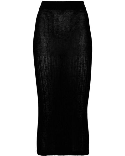 Wild Cashmere Fine-ribbed Skirt - Black