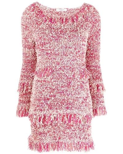 Charlott Fringe-detail Knitted Dress - Pink