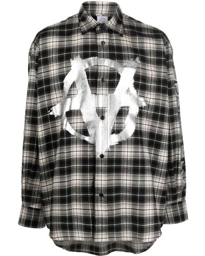 Vetements Double-anarchy Flannel Shirt - Grey