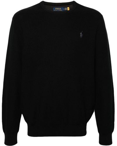 Polo Ralph Lauren Pull en coton à logo brodé - Noir