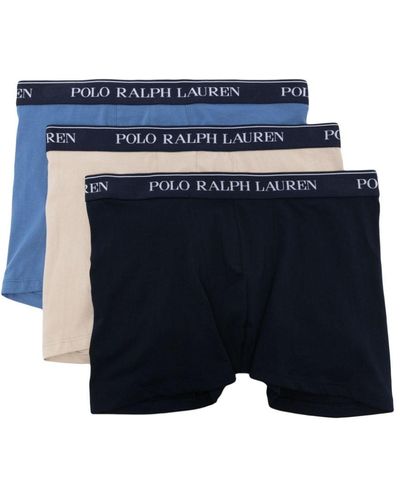 Polo Ralph Lauren Logo-waistband Cotton Boxers (pack Of Three) - Blue